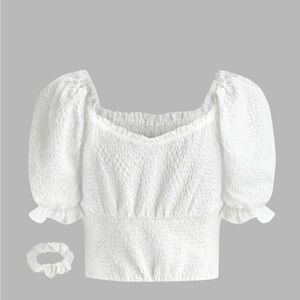 NWT CIDER Ruffle Bubble Sleeve Crop Top